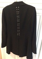 Vintage 1990's Zelda Black Blazer Lace Up Back Sleeve Cuffs Size 10