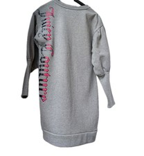 JUICY COUTURE Sweatshirt Dress Size M Women Long Puff Sleeve Tunic Crew Neck 
