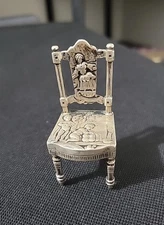 Antique Dutch Sterling Silver Miniature Dollhouse Chair Victorian Slaves on Ship