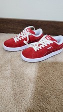 Puma Suede XL Red Silver White Gum Sole Sneakers Womens 6.5 401805-01