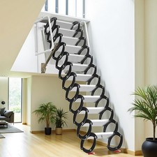 2204LBS Attic Ladder Wall-Mounted Loft Stair 10 ft 12 Steps Telescoping Stair