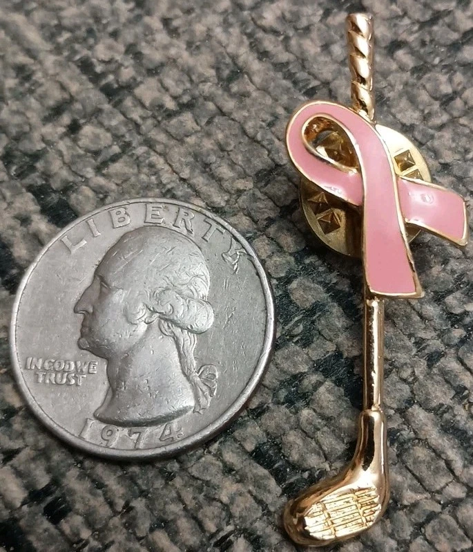 粉色丝带乳腺癌意识高尔夫俱乐部高尔夫球手翻领别针领带 Tac — 第 2/3 张图片