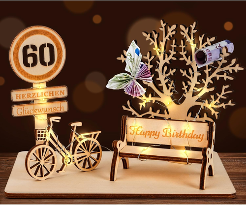 Geldgeschenk Geburtstag Holz, Fahrrad Geschenk, DIY Dreidimensionale Bäume Sitzb - Bild 9 von 12