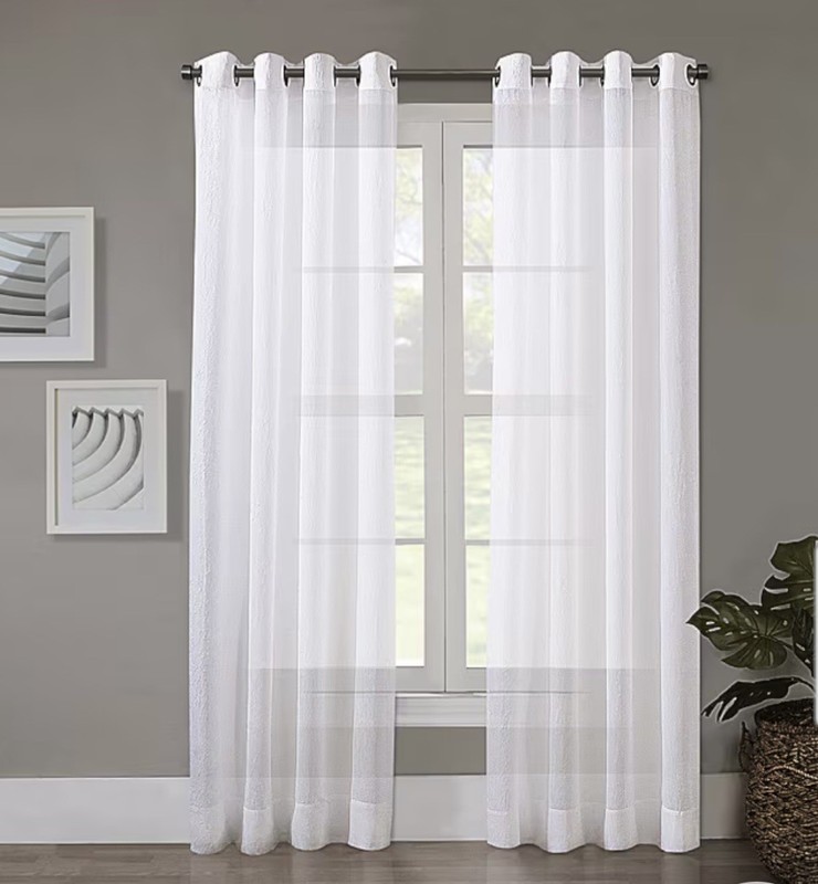 ULTRA SHEER GUNMETAL GROMMET SINGLE CURTAIN PANEL NEW 54”x84” (x2)