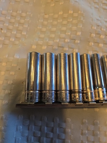 9 Snap on Tools USA Used 1/4" Drive METRIC 6pt Chrome Deep Socket Set 4 - 12 Mm - Picture 2 of 9