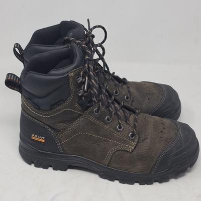 Mens Ariat Treadfast 6'' Steel Toe Tan Leather Ankle Oil Slip Resistant Boots 10