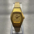 Seiko Watch Women 17mm Gold Dial Gold Tone Hexagon 4N01-5021 New Battery