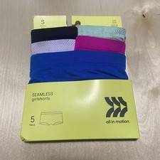 All In Motion Girls Size Small Moisture Wicking Seamless Girlshort Panty 5 Pack