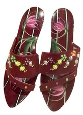 Vintage 1950s Guoc Kim Thanh Saigon Painted Heels Shoes Size 7 KTSG Vietnamese