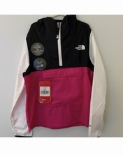 The North Face Fanorak Girls Anorak Jacket M Pink Black White Hooded UPF 30