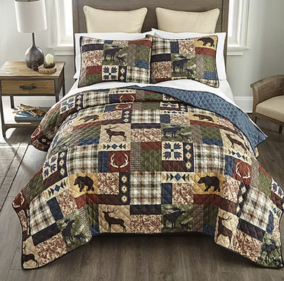 Donna Sharp Rustica Woodland Wildlife Lightweight Queen 3 PC Quilt Set
