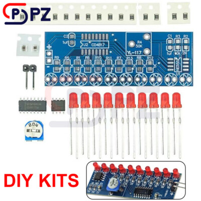 NE555 CD4017 Chaser Flowing Water Red Light LED DIY Kit Soldering Practice  Kits | eBay