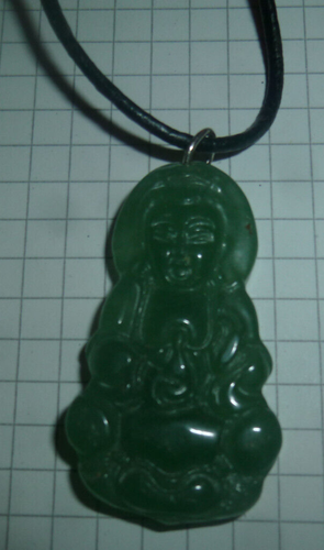 Jade Buddha Anhänger Halsband Modeschmuck Kette Edelstein Glück Heil Stein China - Bild 5 von 14