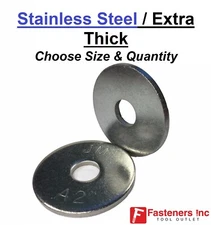 Stainless Steel Extra Thick Heavy Fender Washer Inch Sizes 1/4" 5/16" 3/8" 1/2"