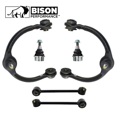 Bison Performance 6pc Front Upper Control Arm & Sway Bar Ball Joint Kit For Jeep