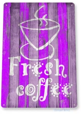 Fresh Coffee Purple House Shop Coffee Sign Decor Tin Sign B412