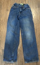 Old Navy Boys Blue Jeans Size 10 Slim Straight Leg Adjustable Straps Dark Wash