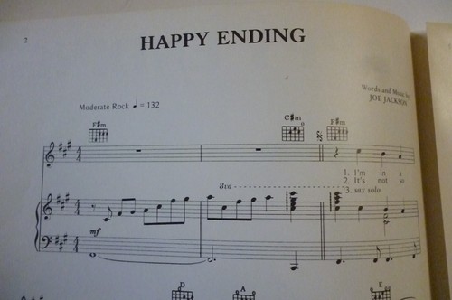 HAPPY ENDING Sheet Music JOE JACKSON 1984 PVG - Picture 2 of 2