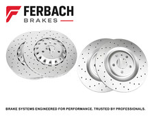FERBACH FRONT REAR DRILLED VENTED BRAKE DISCS SET FOR AUDI Q7 E-TRON 375MM 350MM