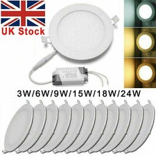 LED Ceiling Light Recessed Ultra Slim Panel Down Lights Round Bathroom Spot Lamp