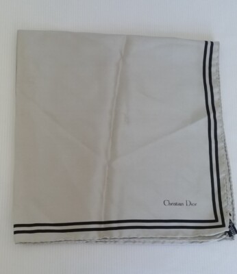 Vintage Christian Dior  Monsieur All Silk Scarf/Bandana Silver Italy 18'' x 18''