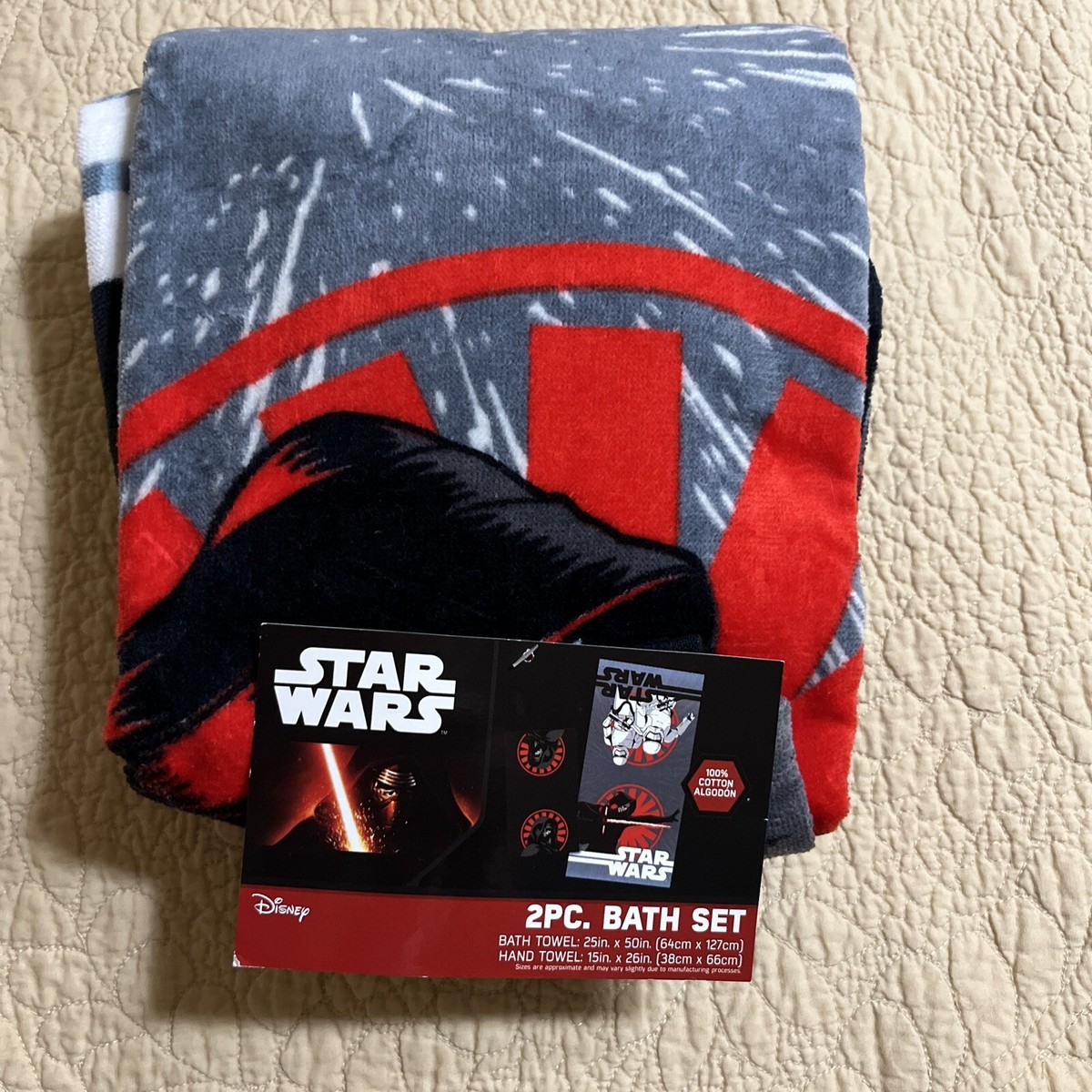 STAR WARS BATH SET 25X50 BATH TOWEL AND 15X26 HAND TOWEL 100% COTTON  NWT