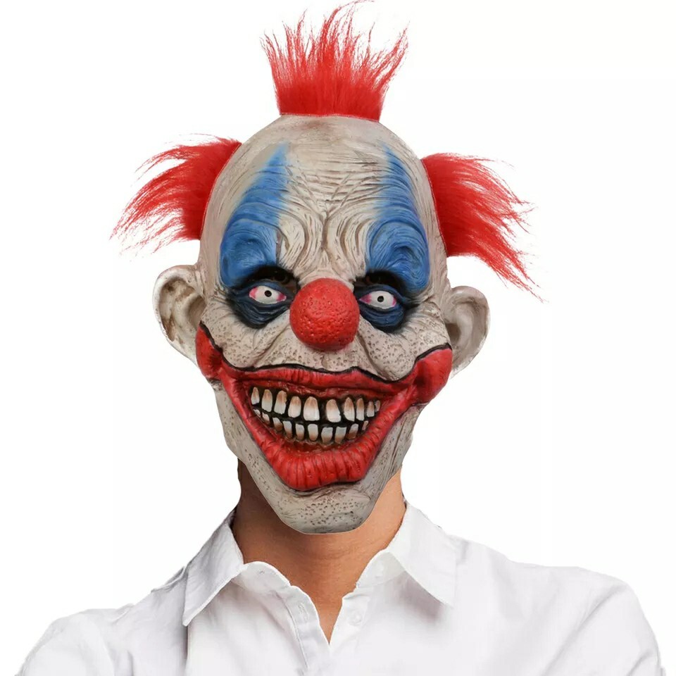 Máscara Payaso Asesino Halloween Disfraz Horror Cosplay Aterrador Con Pelo