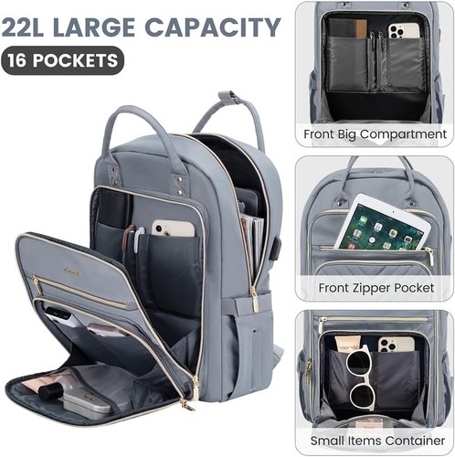 Large Travel Laptop Backpack for Women, Carry On Backpack with USB Charging Port - Picture 11 of 12