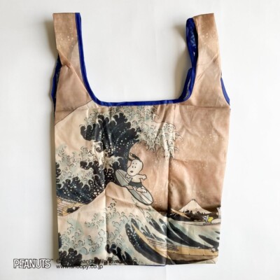 SNOOPY × Hokusai Katsushika Reusable Tote Bag 14L The Great Wave Fuji ukiyo-e