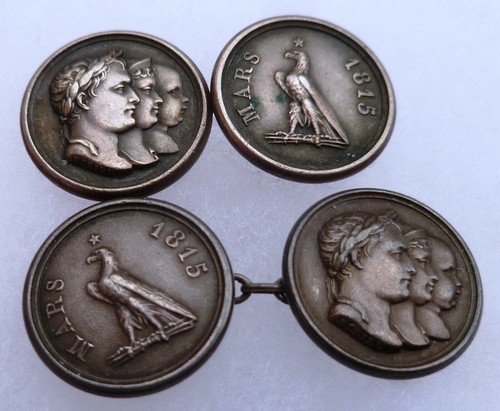 Manschettenknöpfe massiv Silber NAPOLEON REICH KAISERADLER MÄRZ 1815 FR - Bild 4 von 5