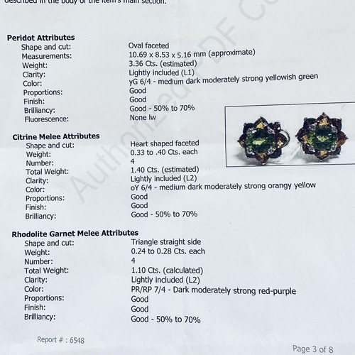 Krementz Peridot Rhodolite Garnet Citrine Diamond 750 18k Gold Pierced Earrings - Picture 15 of 19