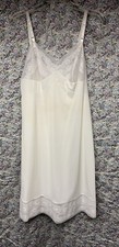Vtg Vanity Fair Nightgown Womens 36 Off White Lace Trim Slip Dress USA Made 80s