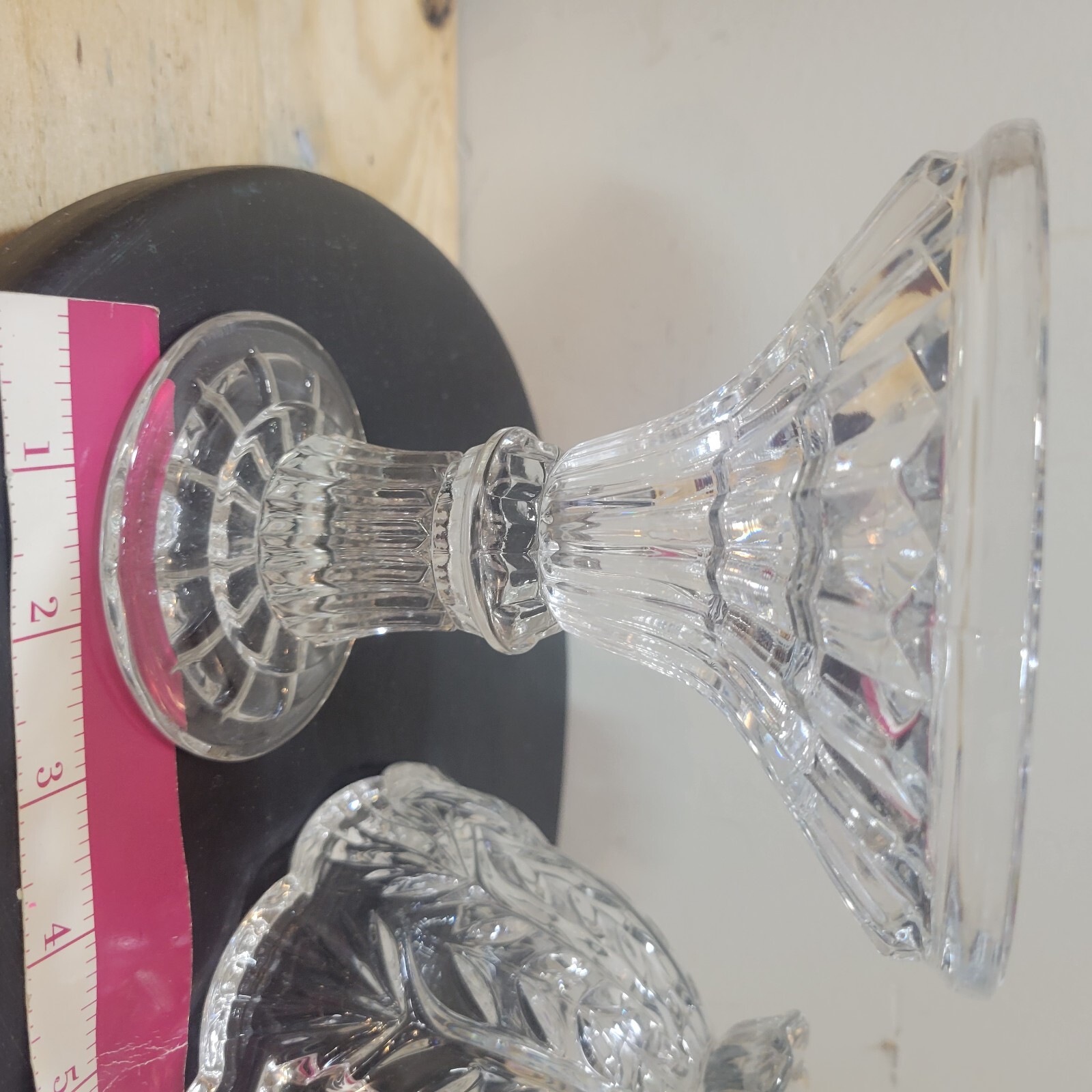 Vintage German Crystal Fairy Lamp Candle Holder, 6 inches wide, 9.5 in tall