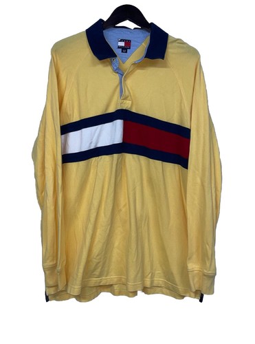 Polo de Rugby Tommy Hilfiger Vintage Años 00 Y2K Para Hombre XL Logo Grande Manga Larga - Imagen 1 de 7