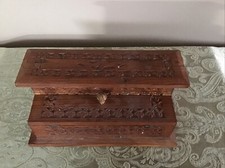 Ornate Hand Carved Wooden Jewelry Box