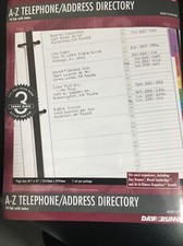 Day Runner A-Z Telephone/Address Directory- 8 1/2 x 11, fits 3 ring, 14 tab