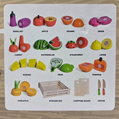 FUN LITTLE TOYS 35PCS Wooden Play Food for Kids Kitchen, Pretend Cutting 3+Years - Picture 3 of 6
