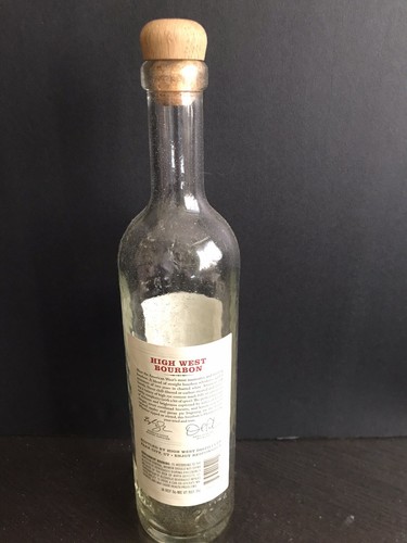 HIGH WEST DISTILLERY BOURBON EMPTY BOTTLE Straight Whiskey Clear Glass 750ml - Picture 3 of 4
