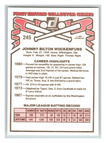 1981 Donruss - Pick One - Fill Your Set - #201-#400 - Picture 79 of 363