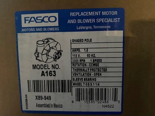 Fasco A163 Furnace Inducer Blower Motor fits Lennox 7021-9450 7021-10302 3121