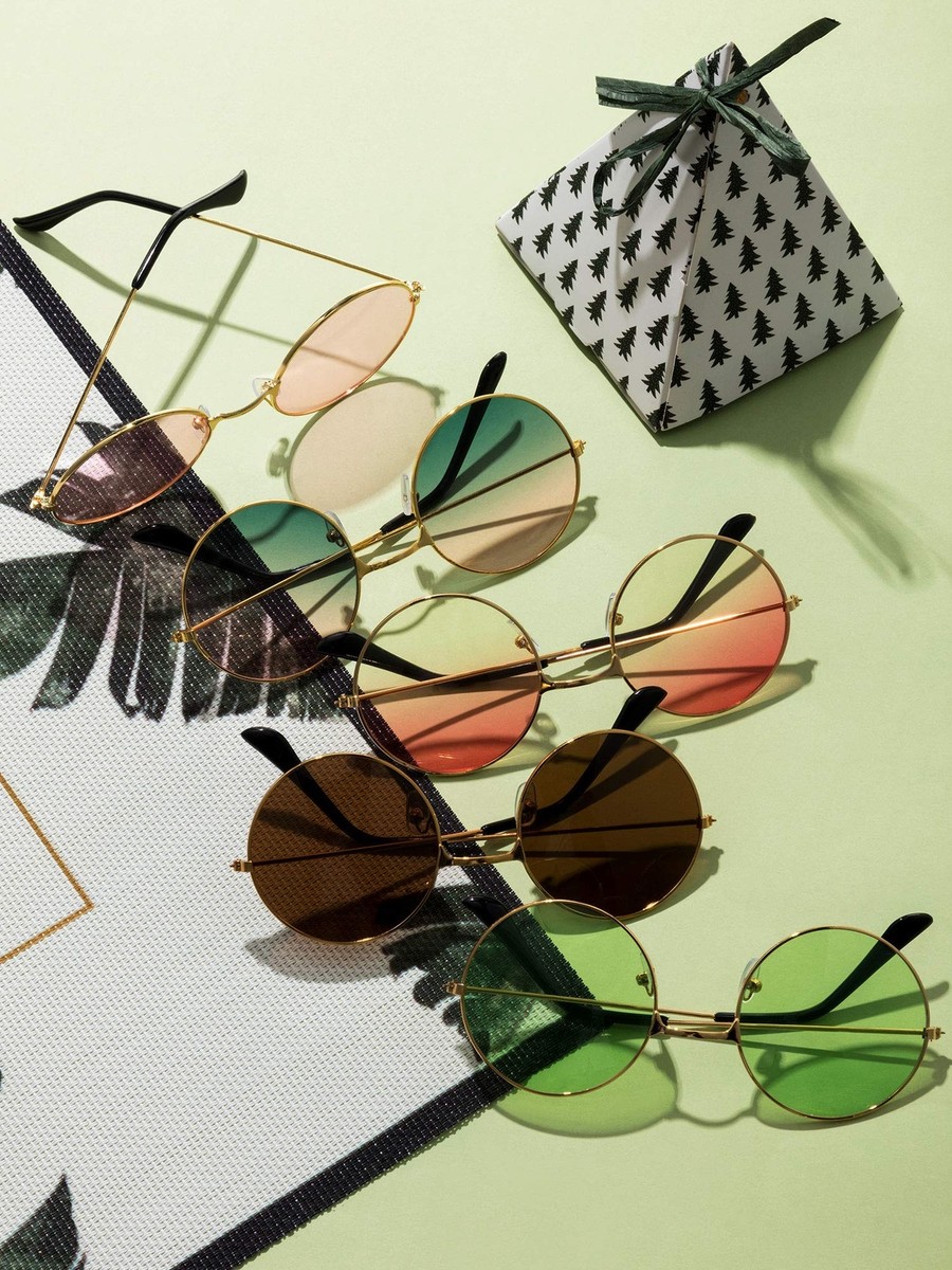 28 Pairs Hippie Sunglasses Round Colored Glasses for 70s  display picture 3