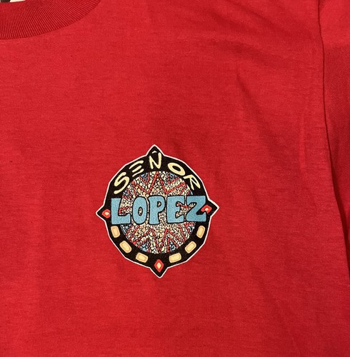 Vintage Grafik T-Shirt Herren Einzelnaht Señor López Größe Large rot - Bild 7 von 10