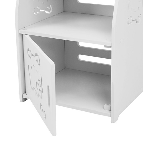 Cute Kitty Wooden Kids Bookcase Bedside Table Storage Cabinet Book Shelving Unit - Picture 9 of 12