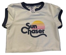 Art Class Girls White Sunchaser Cropped Swimsuit Top rashguard Small 6/6x