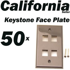 50 Faceplate 4 Port Keystone Jack RJ45 CAT5 CAT5e CAT6 Network Wall Plate Black