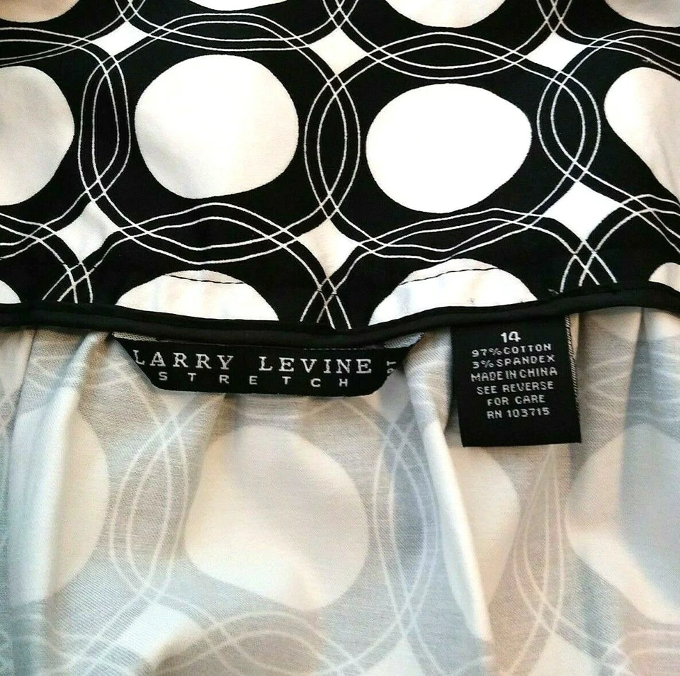 NEW WOMEN'S LARRY LEVINE SPORT WHITE % BLACK LARGE POLKA DOT SKIRT 14 L $50 MSRP - Image 4 of 4