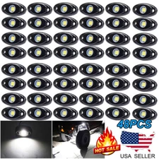 48X White LED Rock Lights Underbody Trail Rig Glow Lamp Offroad SUV Pickup Truck