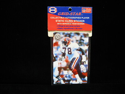 1990  Bruce Smith Buffalo Bills Grid-Star Cling Sticker W/Pennant Sealed
