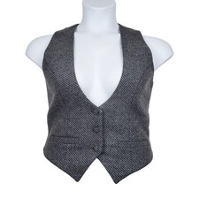 Jennifer Nicole Grey Wool Silk Button Front Vest Size M