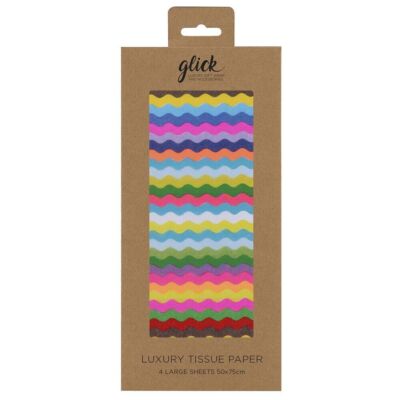 Colour Hub Ric Rac Zig Zag Rainbow Glick 4 Blatt Seidenpapier 50x75cm
